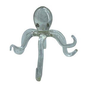 Clear Glass Blown Octopus 2" Ocean Sea Collectible Home Decor
